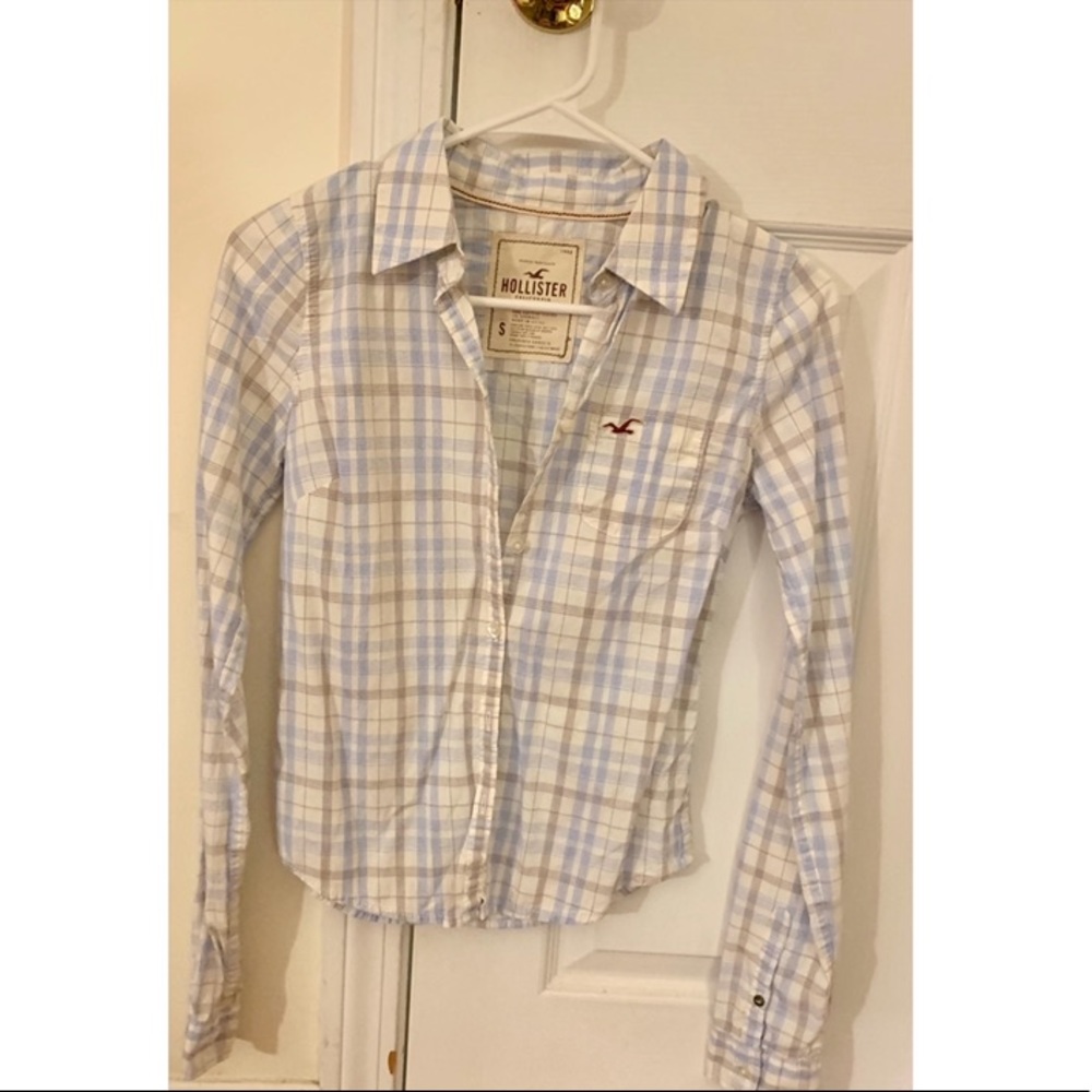 Hollister light blue plaid button down